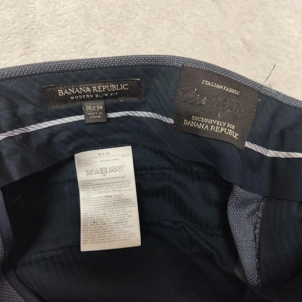 Banana Republic Pants Mens 35x34 Gray Modern Slim Marzotto Wool Business Suit